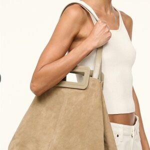 STAUD Tan Suede Tote Bag